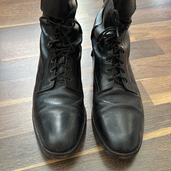 Cole Haan Black Leather‎ Zip, Buckle & Lace 17” Tall Knee-High Riding Boots Sz 9 - Picture 6 of 14